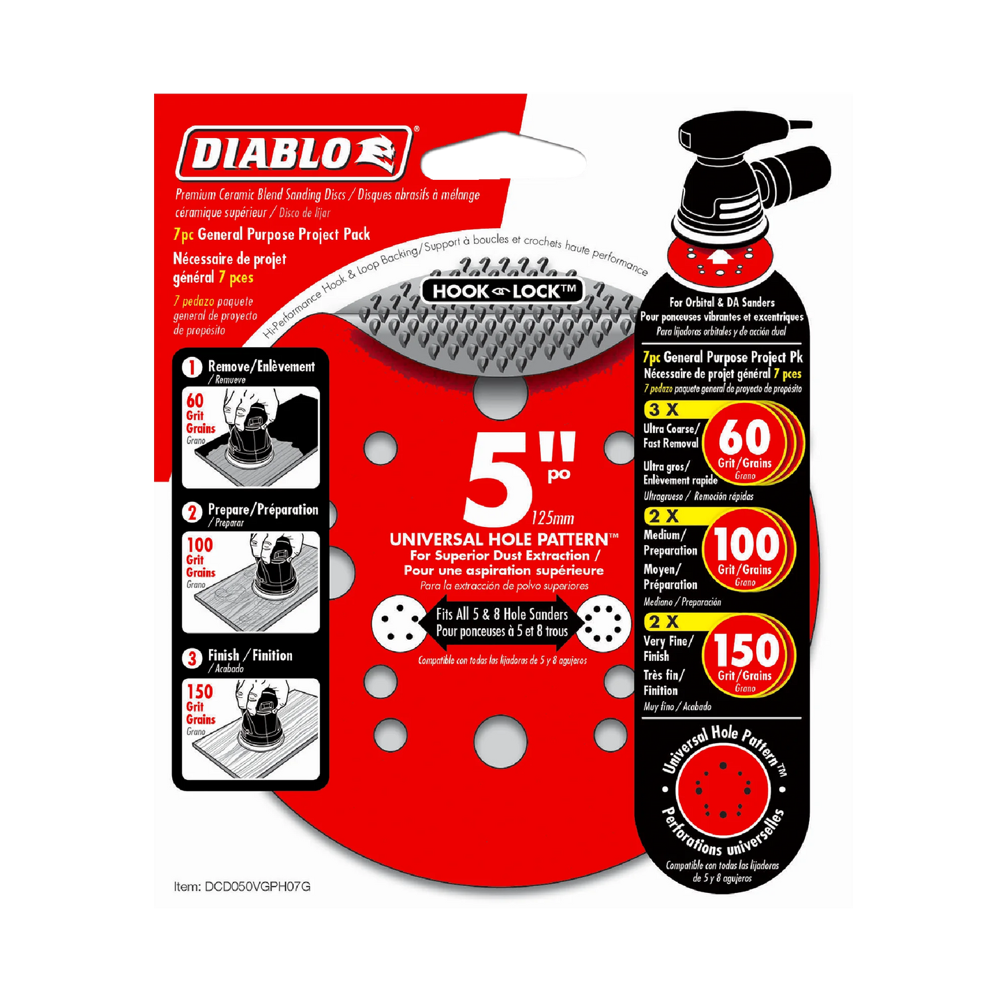 Diablo, 5" ROS Disc Hook & Lock - 15pk