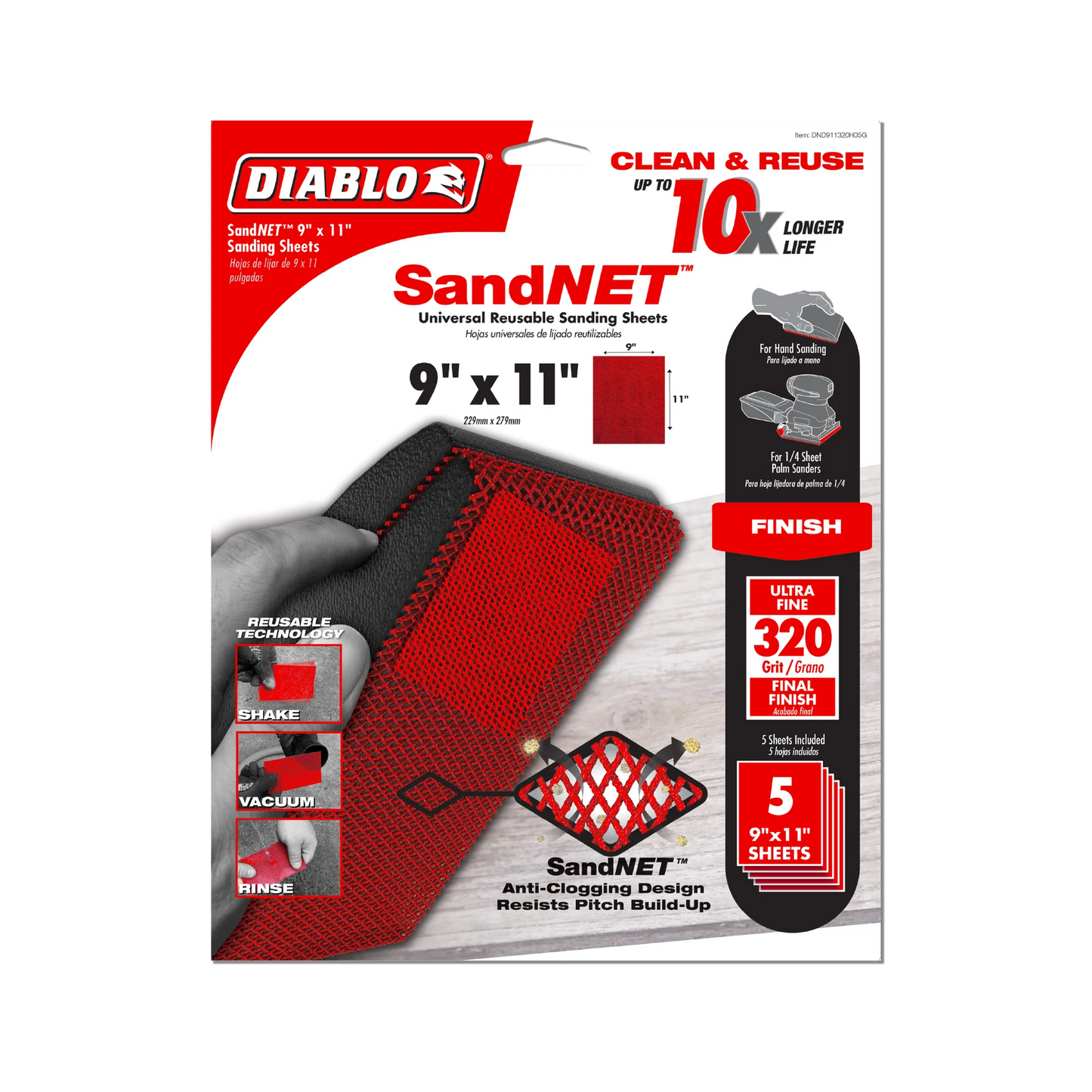 Diablo, 9" x 11" Sand Demon™ Universal Reusable Sanding Sheets (5-pk)