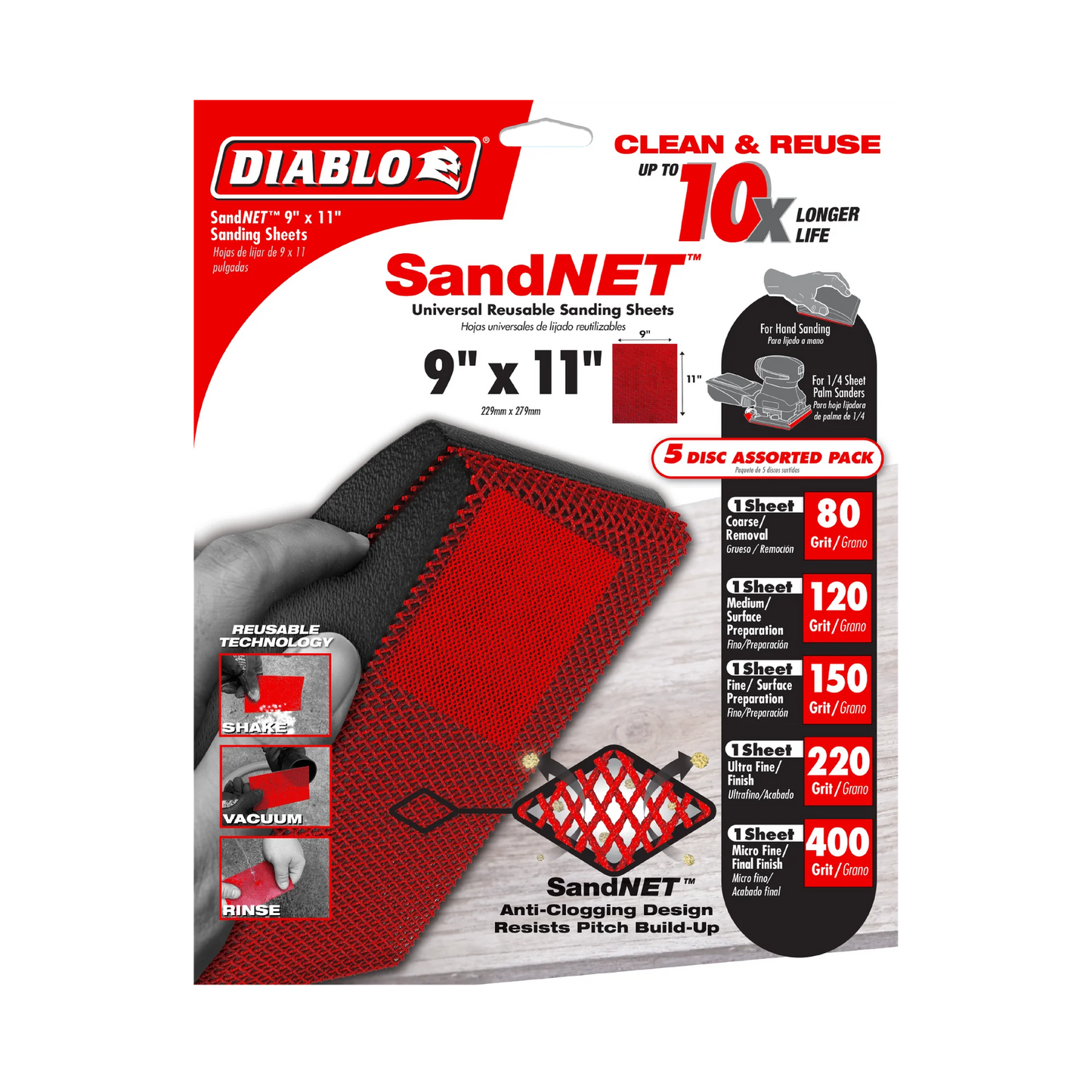 Diablo, 9" x 11" Sand Demon™ Universal Reusable Sanding Sheets (5-pk)