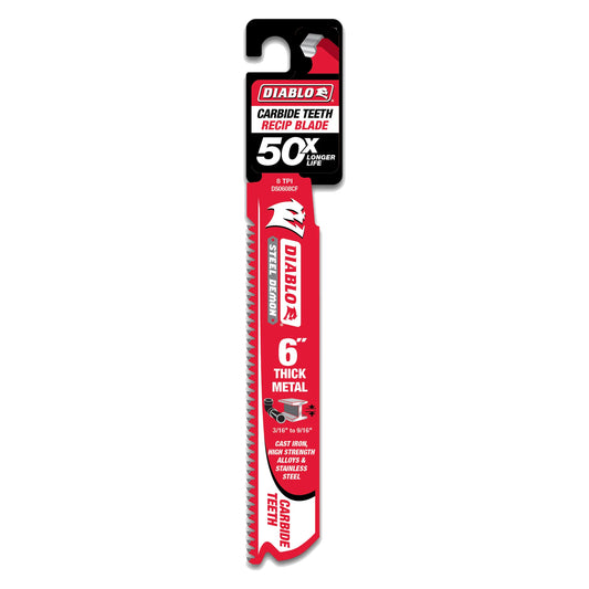 Diablo, DS0608CFC 6" 8 Tooth Metal Carbide Tipped Reciprocating Saw Blade