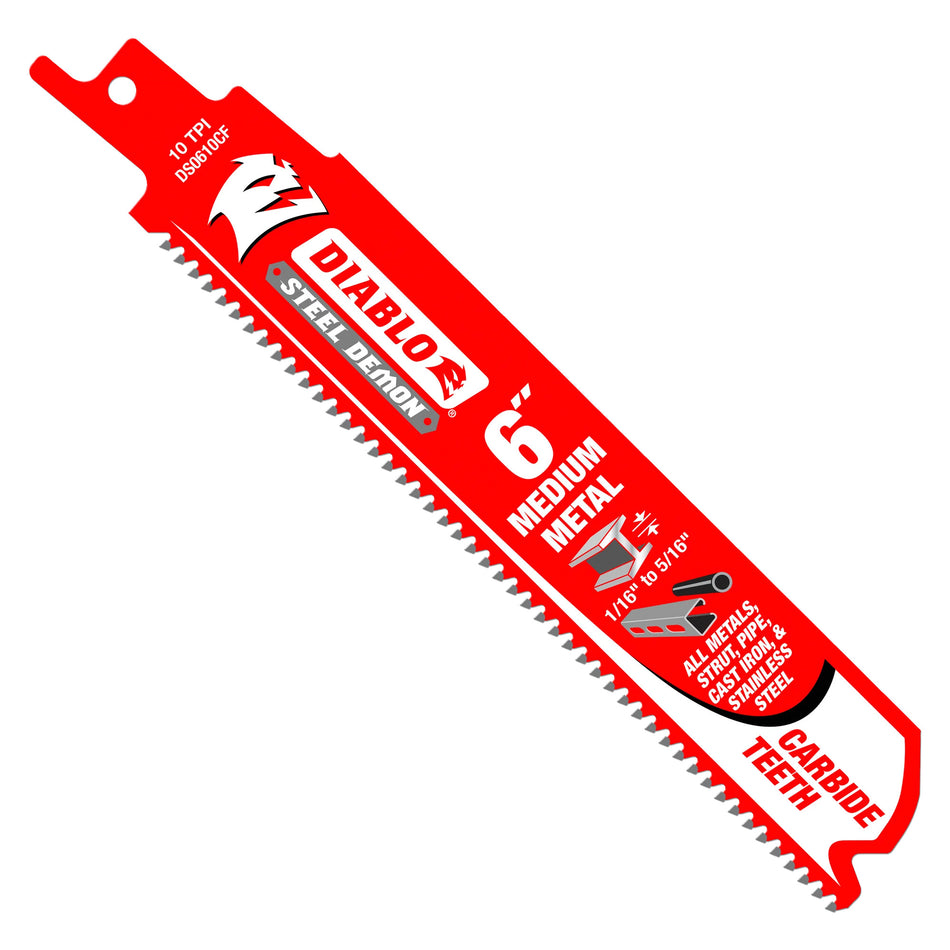 Dialbo, DS0610CFC 6" 10 Tooth Medium Metal Carbide Tip Reciprocating Saw Blade