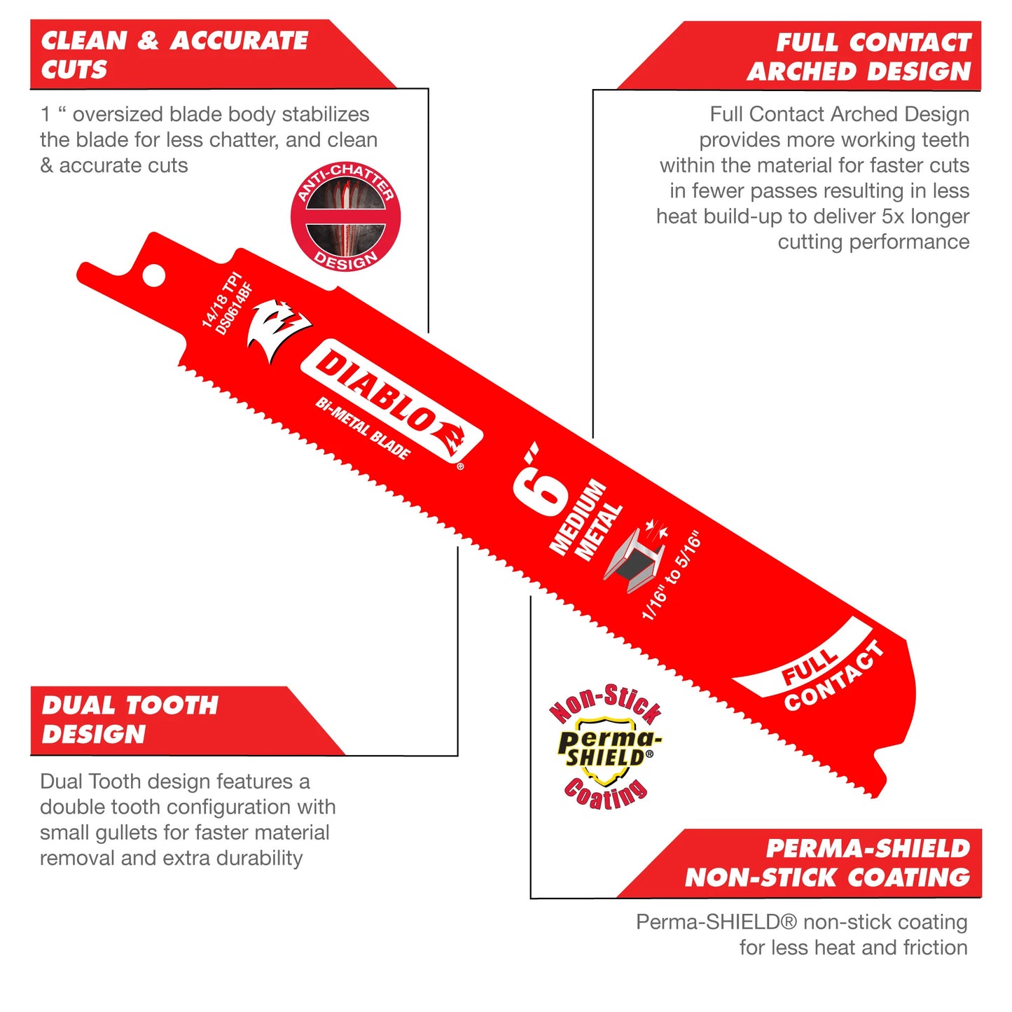 Diablo, DS0914BFCC 9" 14/18 Tooth Bi-Metal Metal Reciprocating Saw Blade