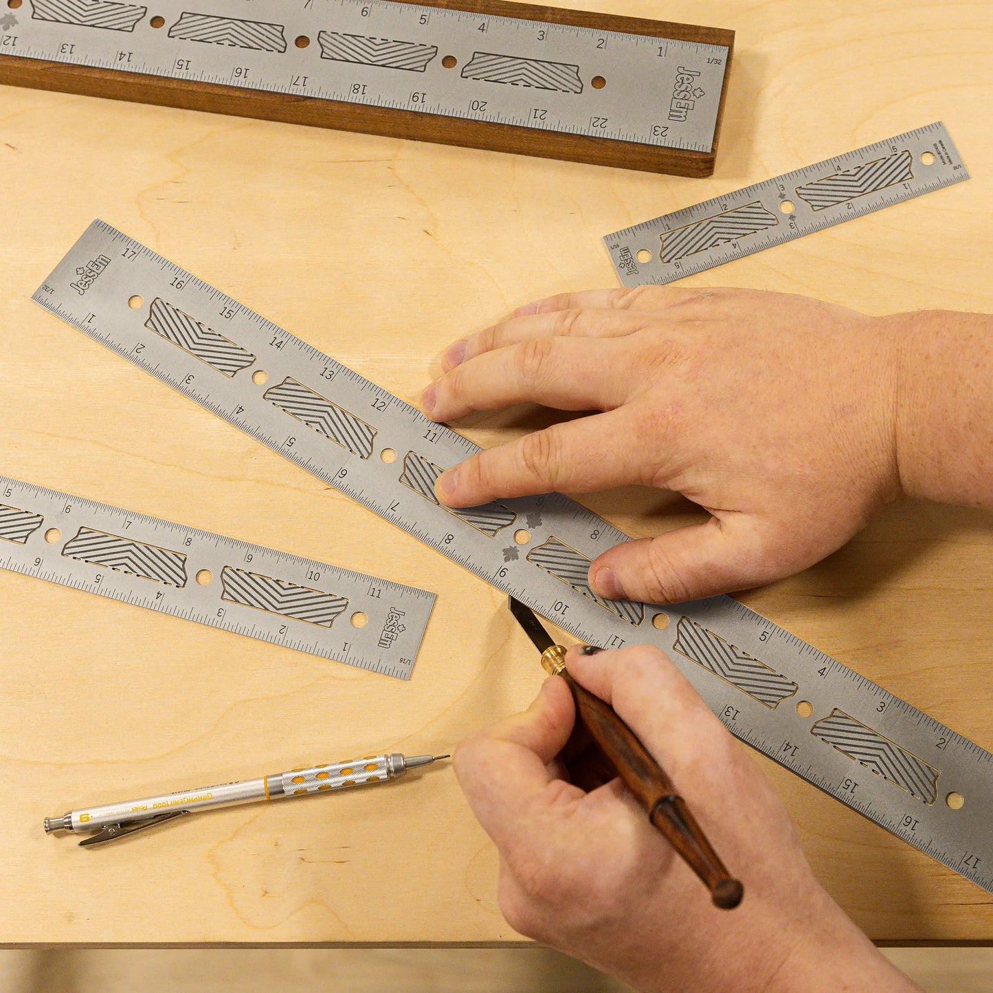 JessEm Imperial Stainless Steel Precision Rulers with Flex Grip