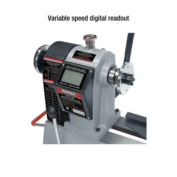 King Canada KWL-1218VS - 12" X 18" Variable Speed Wood Lathe With Forward/Reverse Function