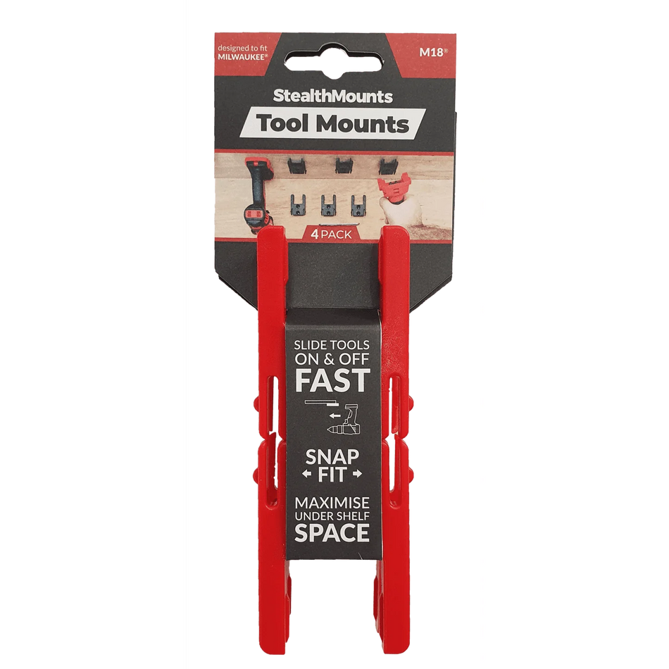 StealthMounts, TM-MW18-RED-4 Milwaukee M18 Red Tool Mounts 4 Pack
