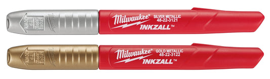 Milwaukee, 48-22-3123 Marqueurs métalliques à pointe fine INKZALL™ (argent/or)