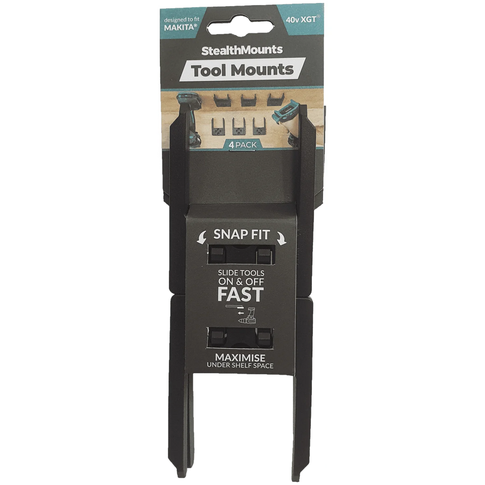 StealthMounts, TM-MK40-BLK-4 Makita 40v XGT Black Tool Mounts 4 Pack
