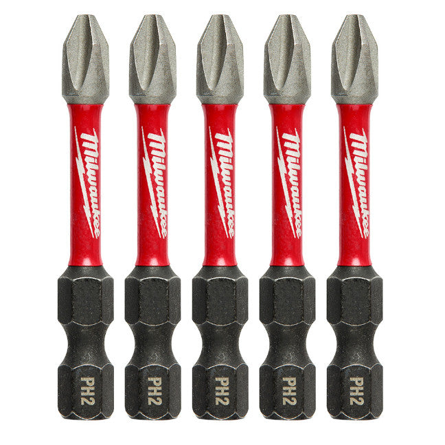 Milwaukee, 48-32-4602 SHOCKWAVE 2” Impact Phillips #2 Power Bits (5 PK)