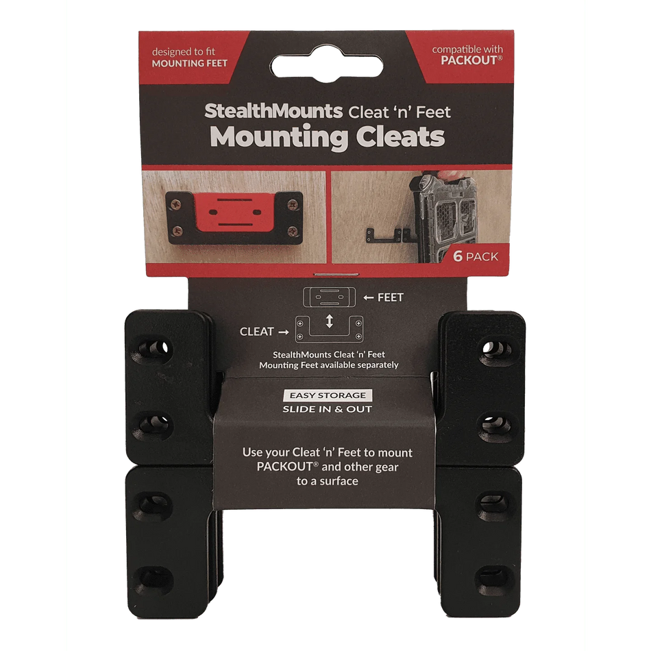 StealthMounts, OM-CL-BLK-6 Cleat n' Feet - Mounting Cleats (6 Pack)