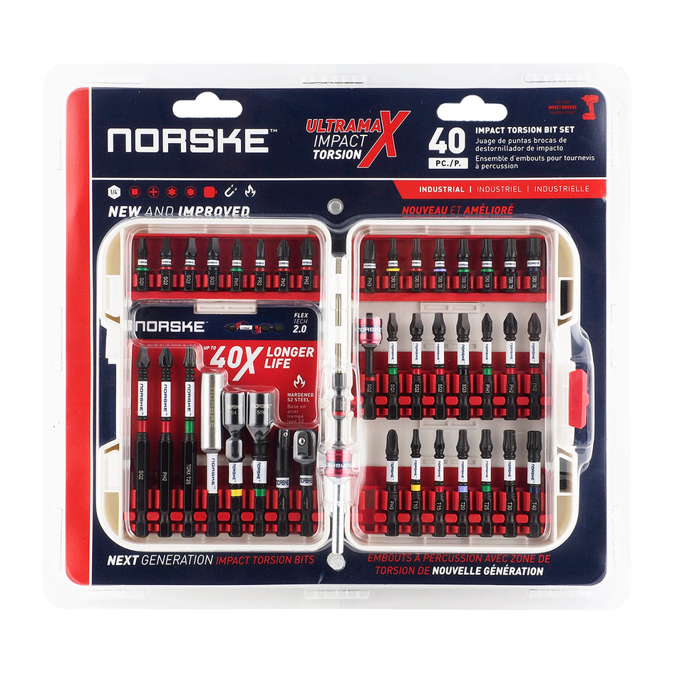 Norske Tools NIBPI708 Jeu d'embouts de torsion à impact 40 pièces