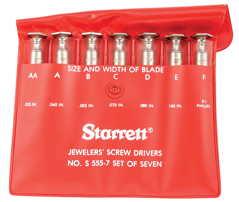 Starrett, S555Z-7 Tournevis de bijoutier 7 pièces. Ensemble
