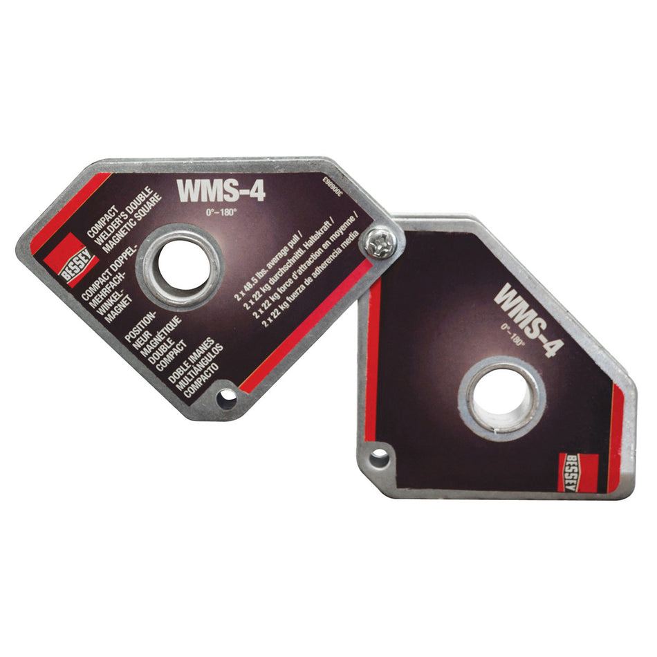 Bessey, WMS-4 Double Magnet Square, 0 to 180 degrees 2 x 48.5 lbs