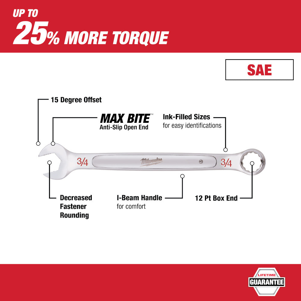 Milwaukee, 48-22-9411 SAE Combination Wrench 11 pc Set