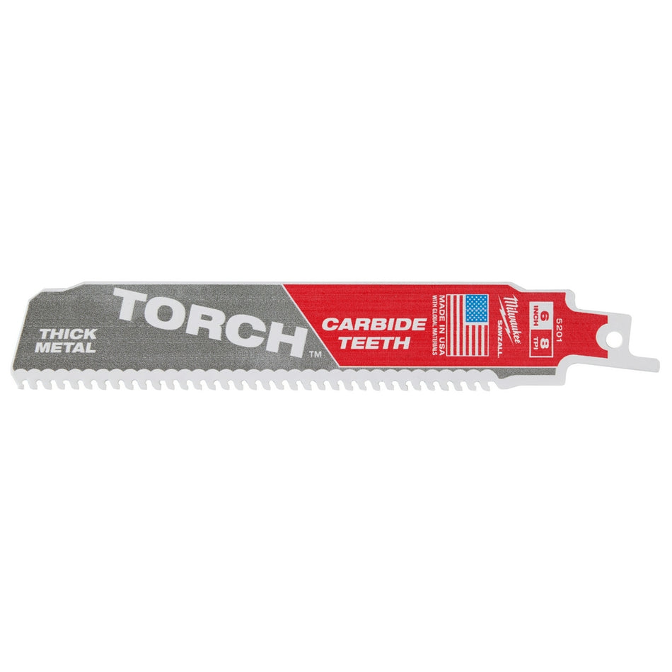 Milwaukee, 48-00-5201 Lame SAWZALL à dents en carbure TORCH 6" 8TPI