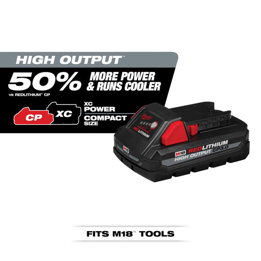 Milwaukee, 48-11-1837 M18 18 Volt Lithium-Ion Cordless REDLITHIUM HIGH OUTPUT CP3.0 Battery - 2 Piece