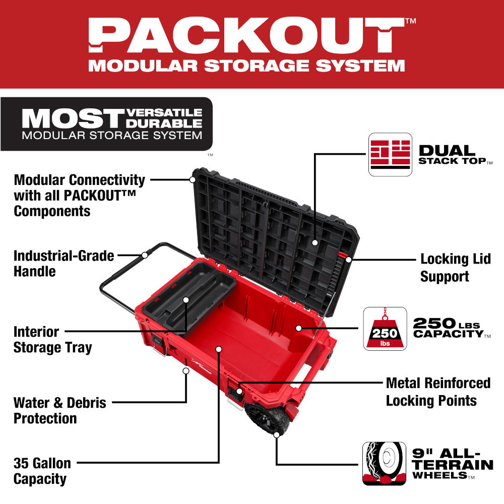 Milwaukee, 48-22-8428 Coffre à outils roulant PACKOUT™