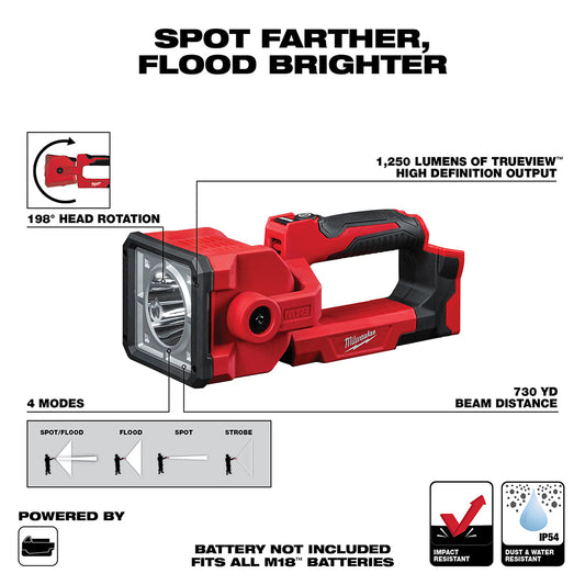 Milwaukee, 2354-20 M18 18 Volt Lithium-Ion Cordless Search Light (Tool Only)