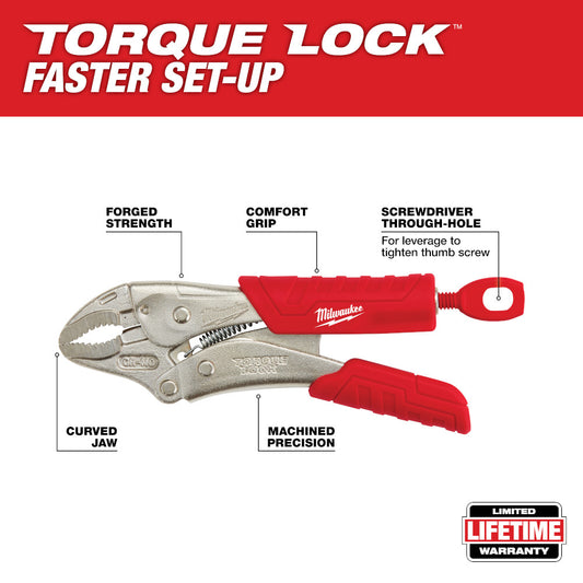 Milwaukee, 48-22-3405 5 in. TORQUE LOCK Curved Jaw Locking Pliers With Grip