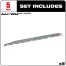 Milwaukee, 48-00-1303 12 in. 5 TPI Pruning SAWZALL Blades - 5 Pack