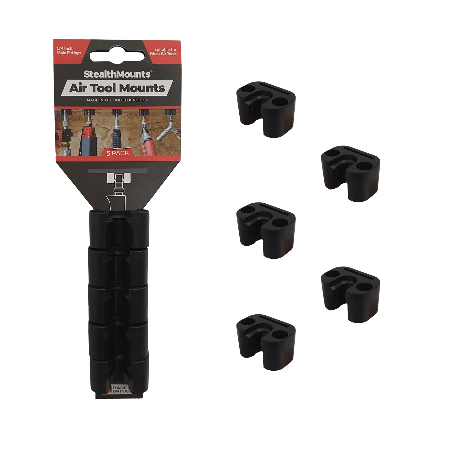 StealthMounts, OM-ATM-BLK-5 Air/Pneumatic Tool Holders 5 Pack