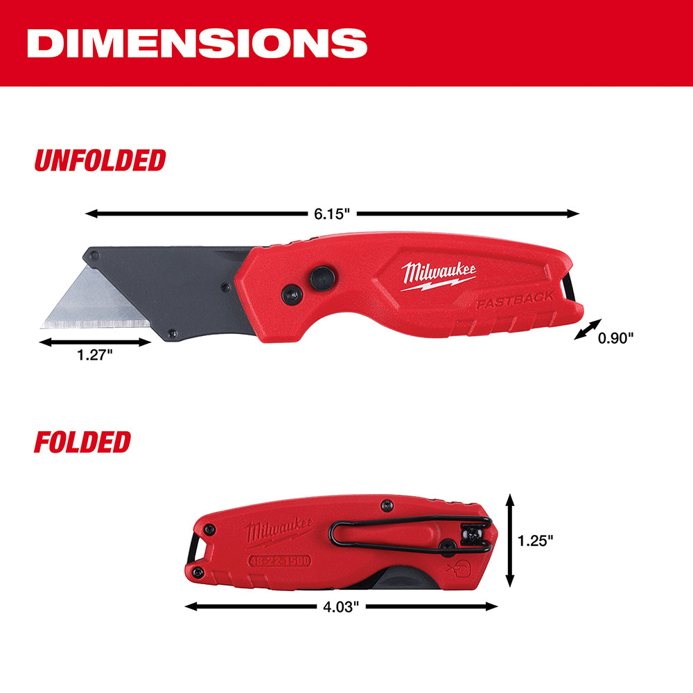 Milwaukee, 48-22-1500 Couteau utilitaire pliant compact FASTBACK