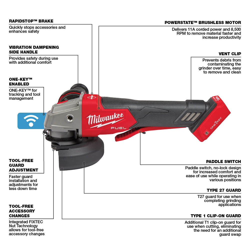 Milwaukee, 2882-20 4-1/2" / 5" Grinder (Tool Only)