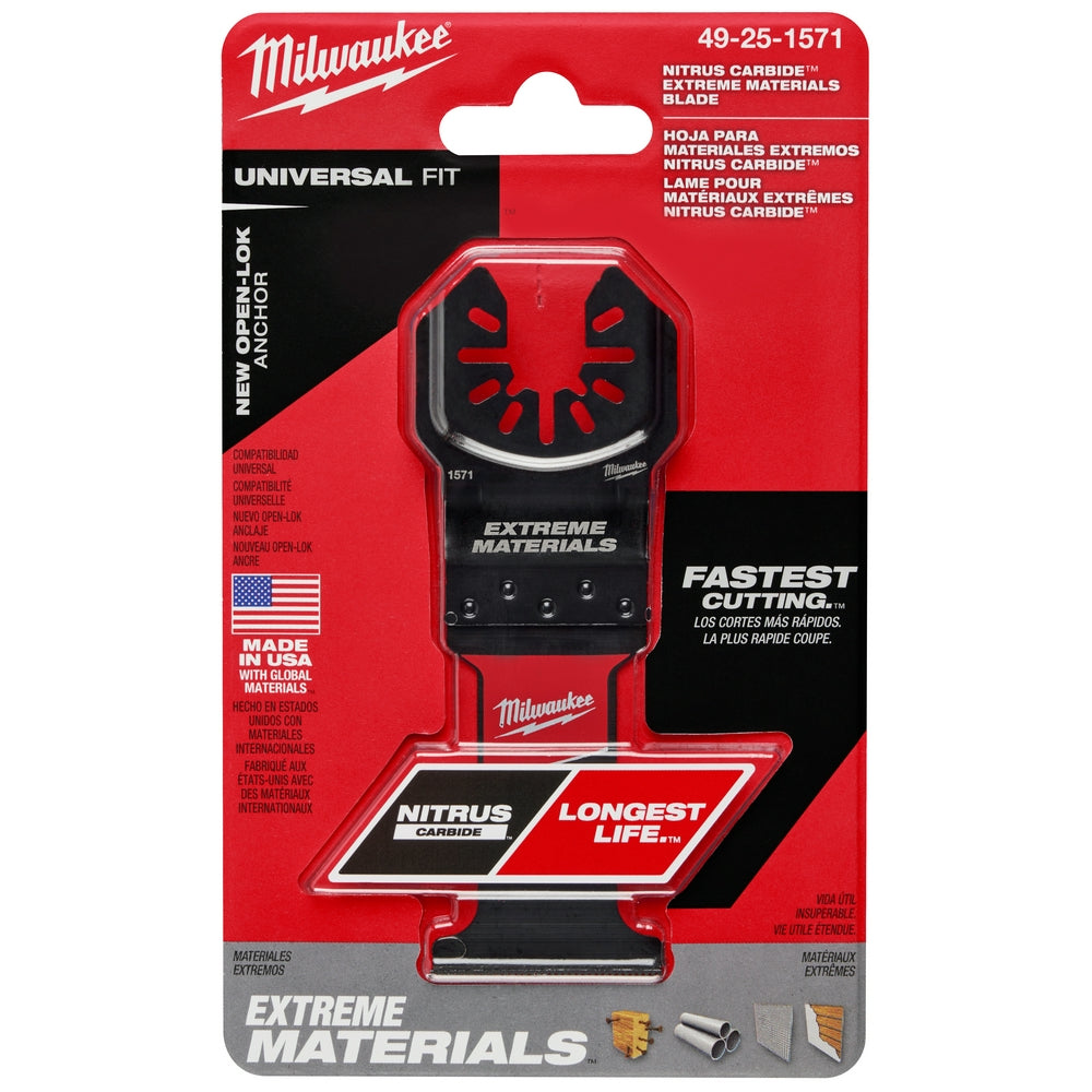 Milwaukee, 49-25-1571 NITRUS CARBIDE Extreme Materials Universal Fit OPEN-LOK Multi-Tool Blade 1PK