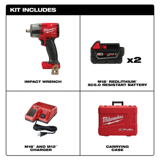 Milwaukee 2962-22R M18 FUEL Clé à chocs à couple moyen 1/2″