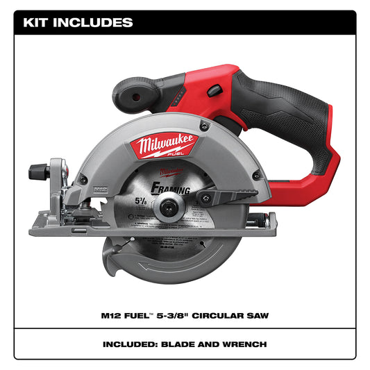 Milwaukee, 2530-20 M12 FUEL Scie circulaire sans fil au lithium-ion 12 volts sans balais de 5-3/8 po