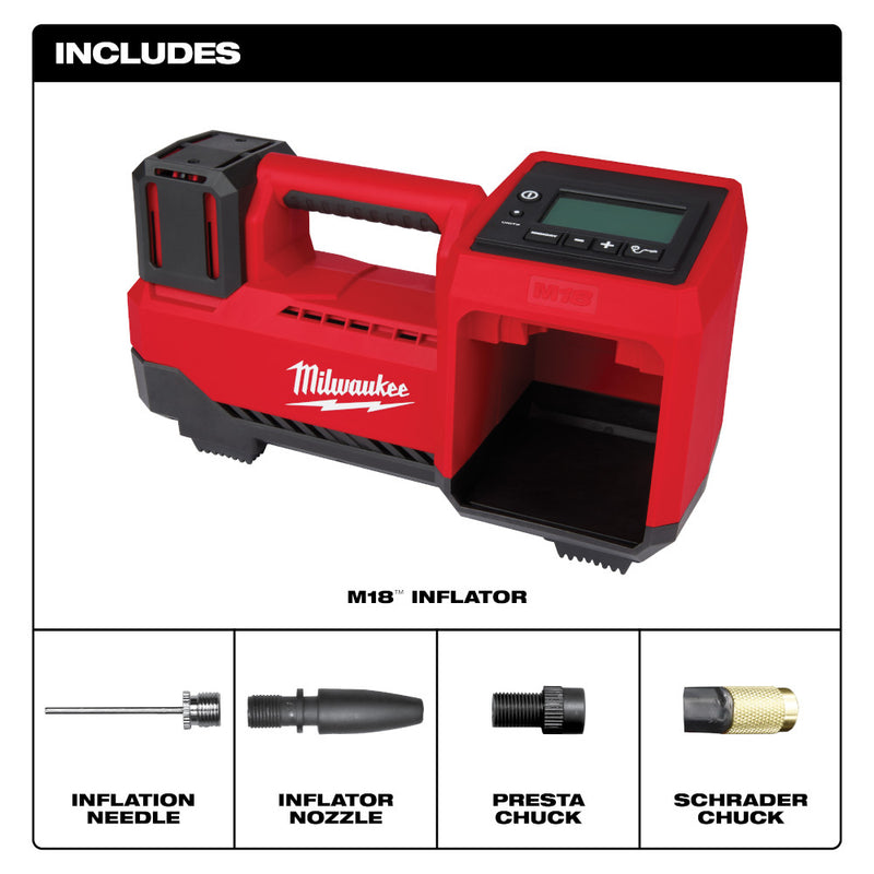 Milwaukee, 2848-20 M18 18 Volt Lithium-Ion Cordless Inflator - Tool Only