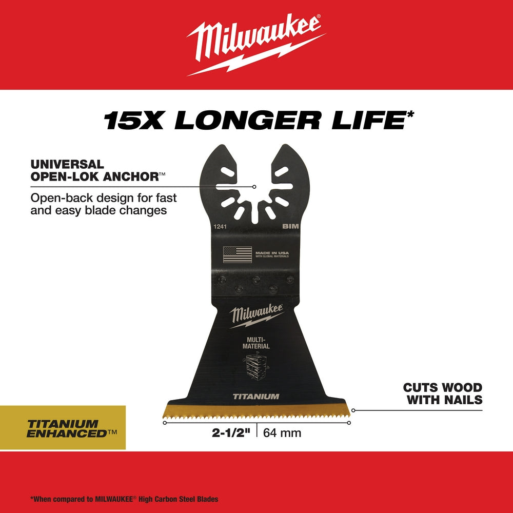 Milwaukee, 49-25-1241 2-1/2 In. OPEN-LOK Titanium Enhanced Bi-Metal Multi-Material Blade