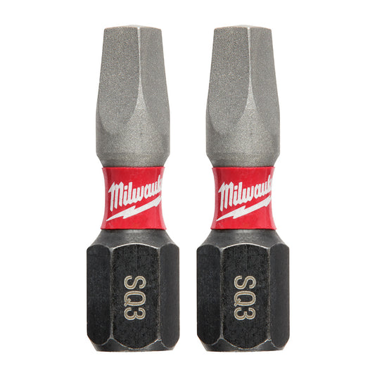 Milwaukee, 48-32-4423 Embouts d'insertion SHOCKWAVE™ Impact Square #3 (2 PK)