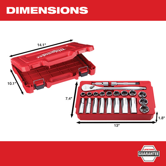 Milwaukee, 48-22-9410 22 pc. 1/2 in. Socket Wrench Set (SAE)