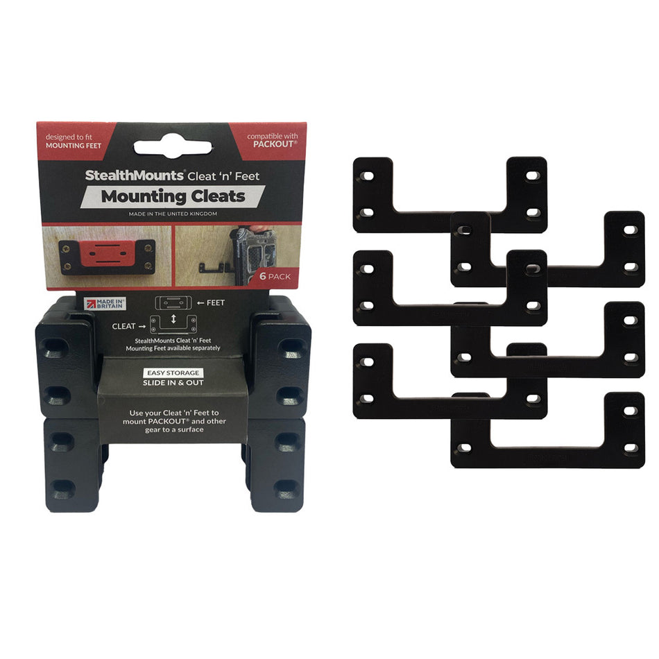 StealthMounts, OM-CLFT-BLK-4 Cleat 'n' Feet Mounting System - Black Cleats and Feet