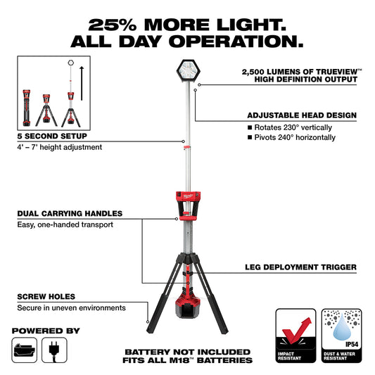 Milwaukee 2131-20 M18™ ROCKET™ Tour d'éclairage à double puissance