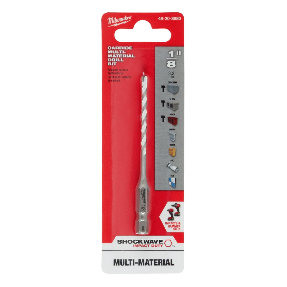 Milwaukee, 48-20-8880 1/8 in. SHOCKWAVE Carbide Multi-Material Drill Bit