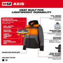 Milwaukee, 205B-21XL Veste d'hiver chauffante M12 Axis pour homme Noir XL