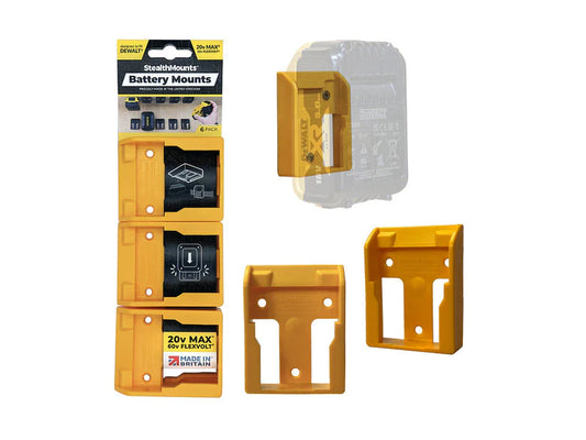 StealthMounts, BM-DW20-YLW-6 DeWalt 20v/60v Battery Holders 6 Pack