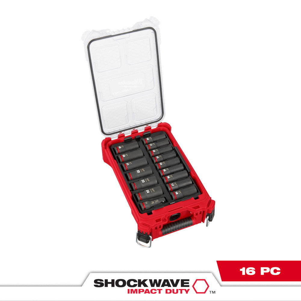 Milwaukee 49-66-6803 - SHOCKWAVE Impact Duty Socket 1/2in Dr 16PC MM PACKOUT Set