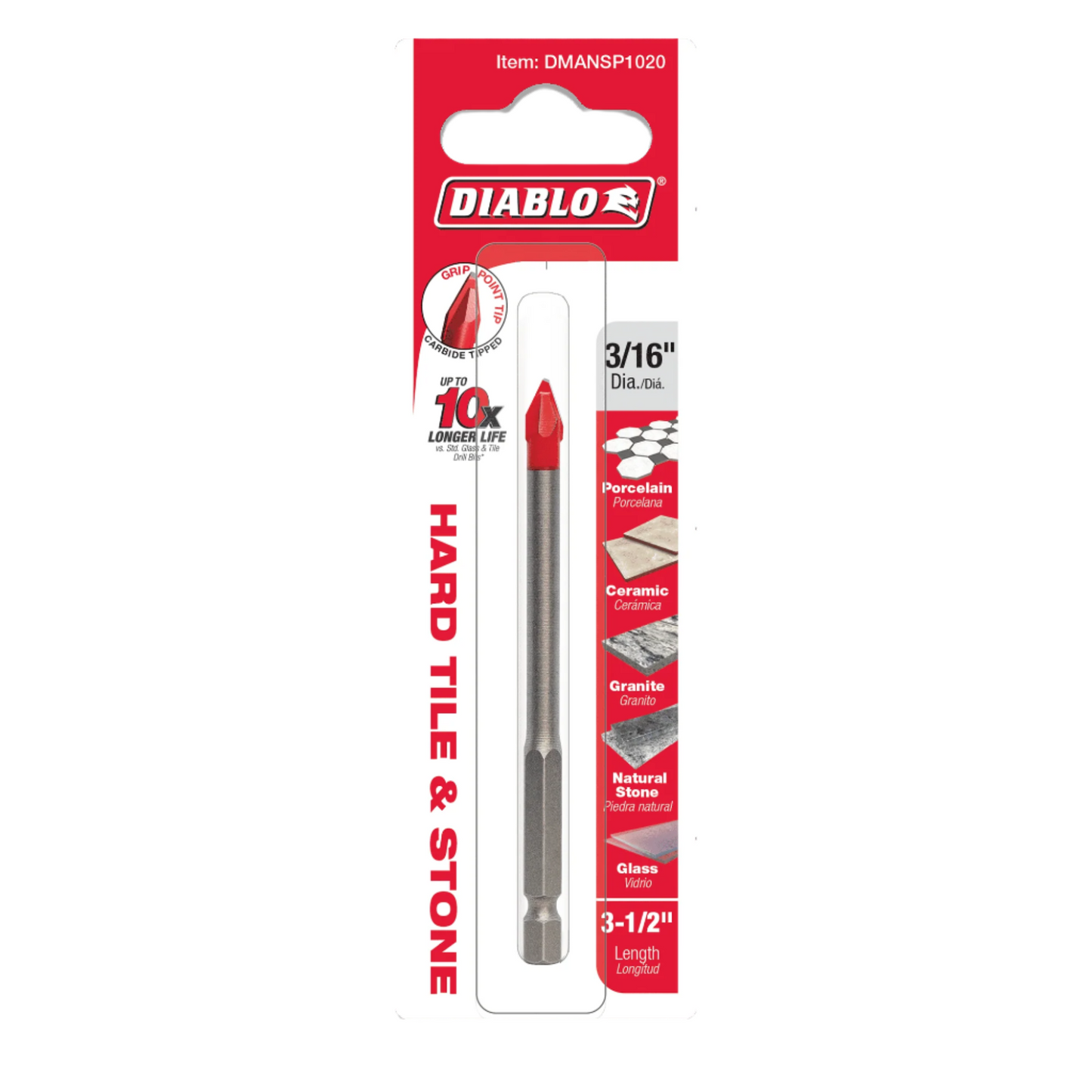 Diablo's 3-1/2'' Hard Tile & Stone Carbide Tipped Drill Bits
