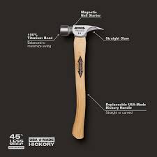 Milwaukee, TI14MC Ti14 Mill/Curv 18" Hickory Handle Hammer