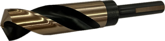 Norseman Type 130 AG Magnum Super Premium – Argent &amp; Deming – Foret à tige réduite de 1/2" avec tige 3 plates HSS noir/or