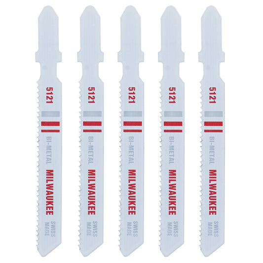 Milwaukee, 48-42-5121 3" 18 Tooth T-Shank Jigsaw Blades for Metal Cutting - 5 Pack