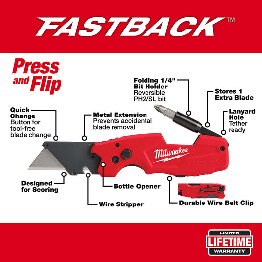 Milwaukee, 48-22-1505 FASTBACK 6IN1 Folding Utility Knife