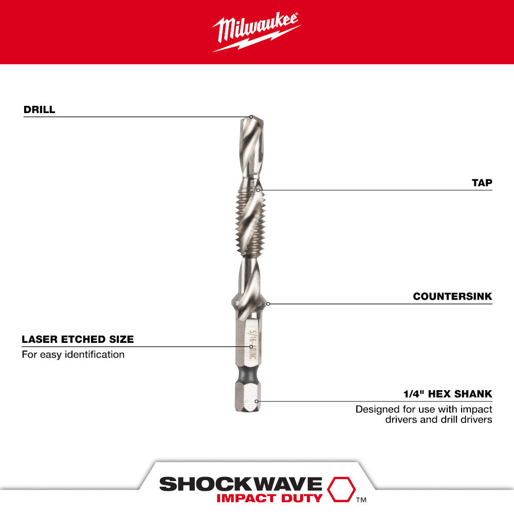 Milwaukee, 48-89-4874 Impact Drill and Tap Bit Set 5 pc