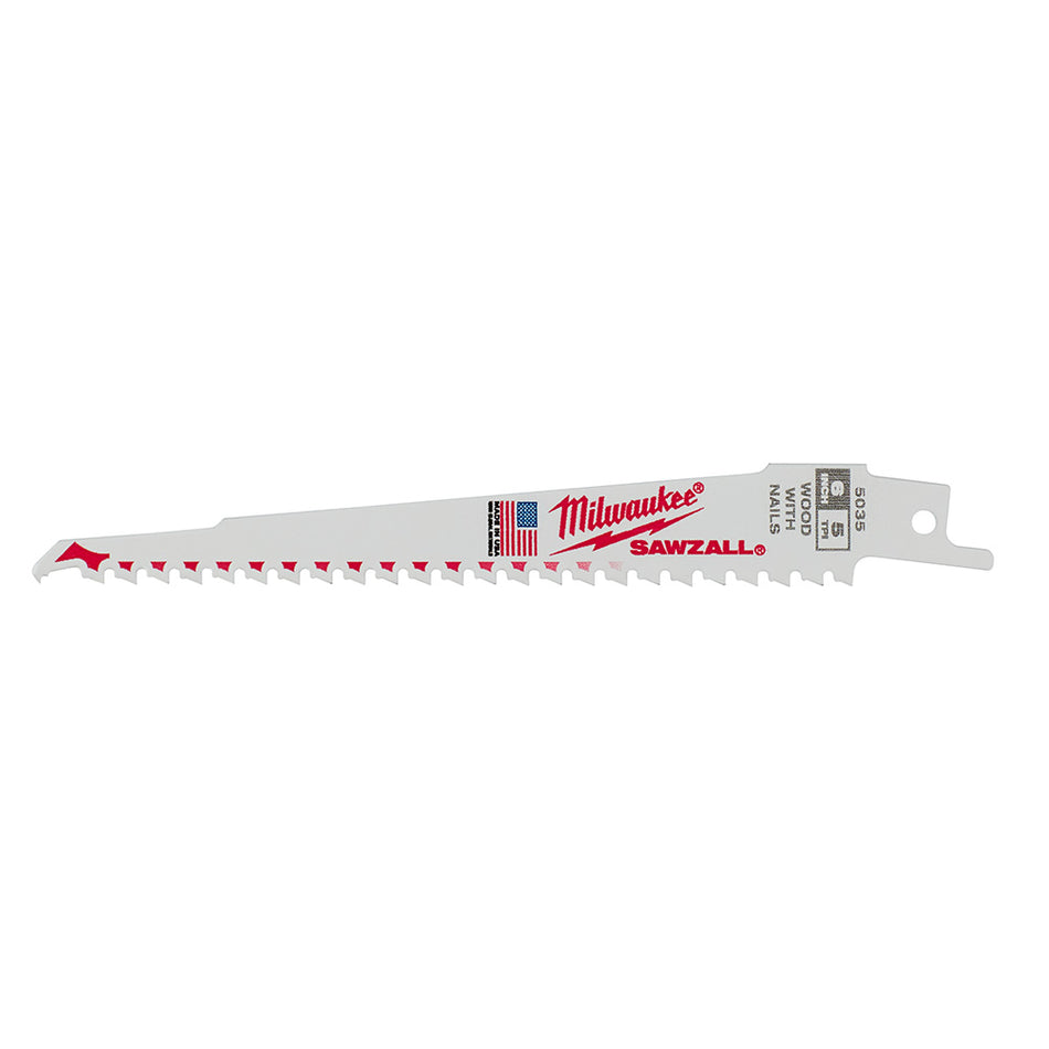 Milwaukee, 48-00-5035 Lames SAWZALL 6 po 5 TPI (paquet de 5)