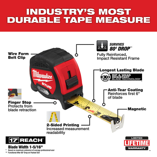 Milwaukee, 48-22-9725 25ft Gen II STUD Tape Measure