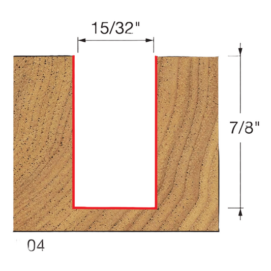 Freud, 04-128 15/32'' Double Flute Undersized Plywood Straight Router Bit 1/4'' Shank