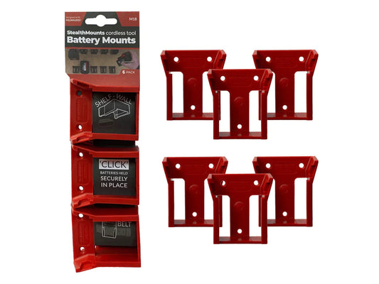 StealthMounts, BM-MW18-RED-6 Milwaukee M12 Red Battery Mount 6-Pack
