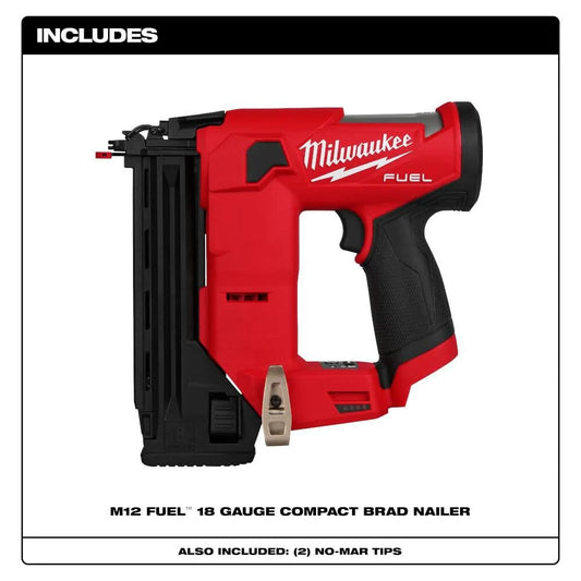 Milwaukee, 2541-20 M12 FUEL 18 Gauge Compact Brad Nailer (Bare Tool)